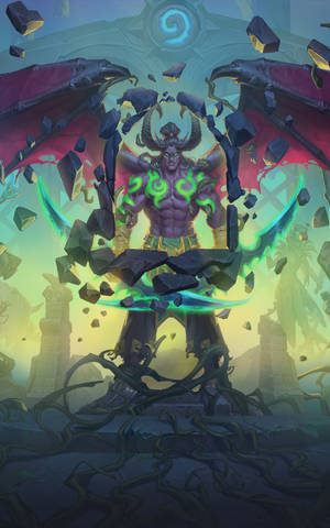 Hearthstone-puhelimen Illidan Stormrage loitsii taikoja kivillä — RedMagic Astra Taustakuvat
