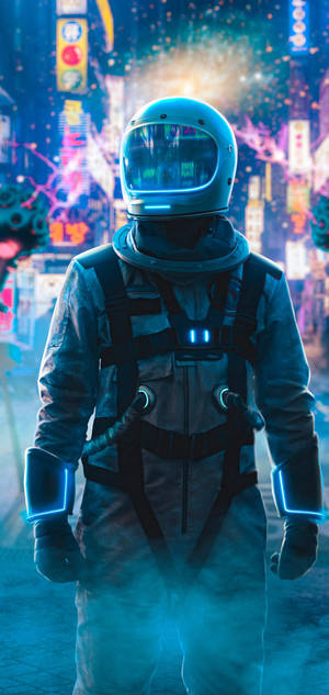Hehkuva astronautti iPhone 11 -taustakuva — iPhone 14 Plus Taustakuvat