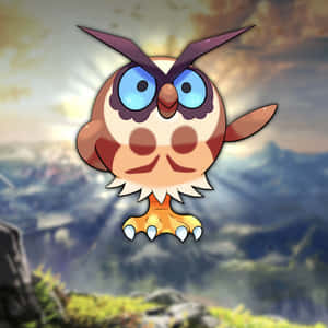 Hehkuva kuva Hoothootista vuorten kanssa — Pokemon Taustakuvat