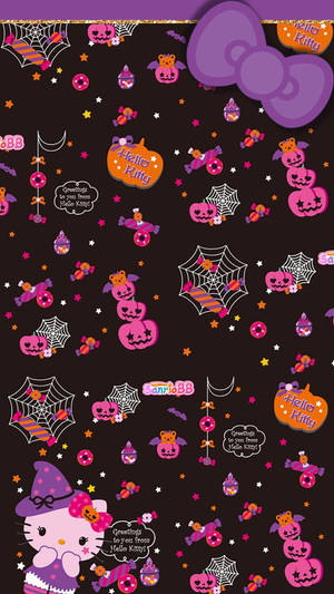 Hello Kitty Halloween purppurateema taustakuva — Hello Kitty Halloween Taustakuvat