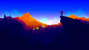 Firewatch Henry sinisillä ja oransseilla vuorilla taustakuva
