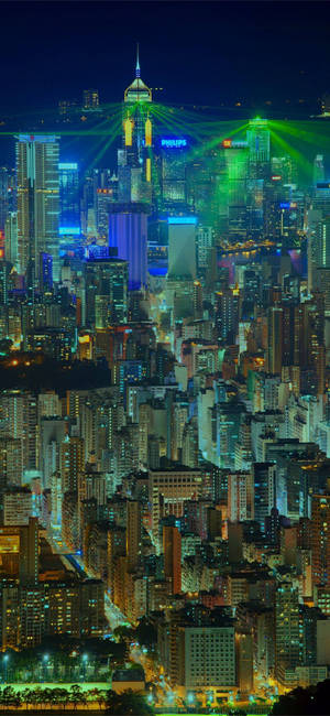 Ho Chi Minh Cityn vihreät laserit -taustakuva — iPhone 15 Pro Max Taustakuvat