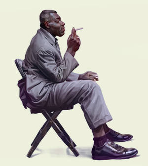 Howlin Wolf Fanart Painting Smoking — Tecno Phantom V Fold2 Taustakuvat