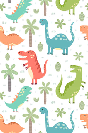 Iloinen dinosaurusten juhla viidakossa — Söpö dinosaurus Taustakuvat