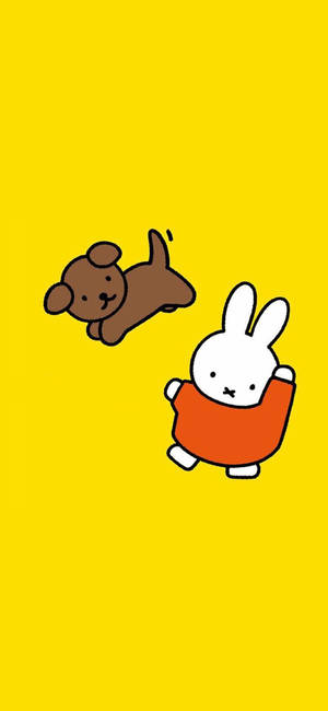 Iloinen Miffy ja Snuffy -taustakuva — iPhone 13 Pro Taustakuvat