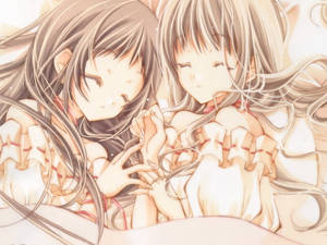 Anime-lesbo Maki ja Hikari -taustakuva — Anime lesbo Taustakuvat