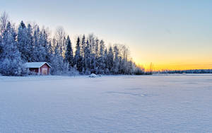 Jäätynyt järvi kylmänä talvena -taustakuva