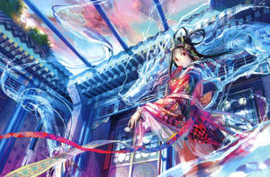 Japanilainen lohikäärme PC anime-tyttö