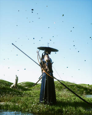 Japanilainen samurain pitkä miekka — Japanilainen samurai Taustakuvat
