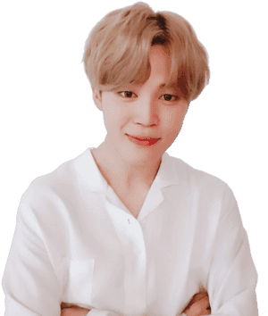 Jimin hymyilee valkoisessa paidassa