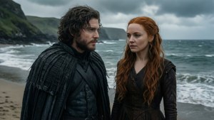 Jon Snow ja Daenerys viettävät hetken yhdessä Dragonstonessa kaudella 8. — Game of thrones kausi 8 Taustakuvat