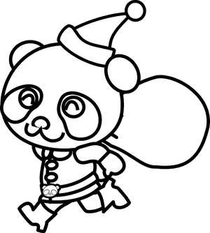 Joulupandan värityskuva — Panda Taustakuvat