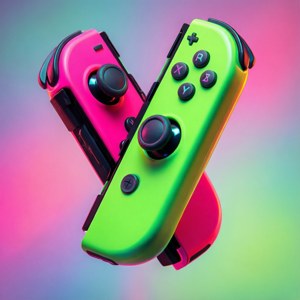 Värikäs taustakuva Nintendo Switch Joy-Con -ohjaimista pop-taiteen tyyliin