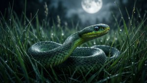 Käärme liikkuu ruohikossa kuunvalossa. — Slytherin estetiikka Taustakuvat