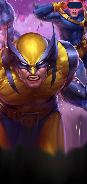 Galaxy S10 Plus Wolverine ja Cyclops -taustakuva — iPhone 15 Pro Taustakuvat