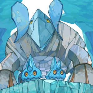 Kaksi Bergmite-hahmoa ja Avalugg — Pokemon Puhelin Taustakuvat