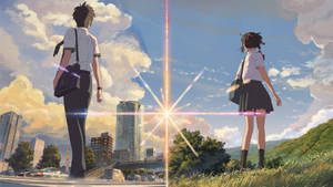 Kaksi Maailmaa Your Name Anime 2016 — Työpöytä GIF Taustakuvat