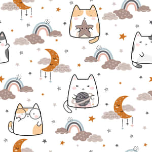 Söpö kissakuvio — Piirroskissa GIF Taustakuvat
