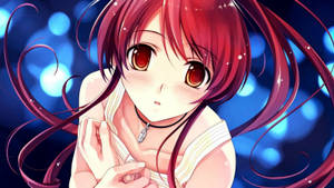 Kawaii-anime-tyttö punaisilla hiuksilla — Kawaii Anime Taustakuvat