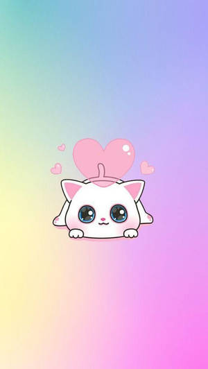 Kawaii HD Suloinen Valkoinen Kissa — Esteettinen kissa Taustakuvat