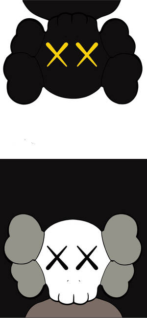 KAWS Musta Ja Harmaa Seuralaiset taustakuva — iPhone 17 Pro Max Taustakuvat