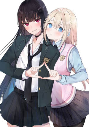 Kolmio Komedia anime lesbot taustakuva — Anime lesbo Taustakuvat