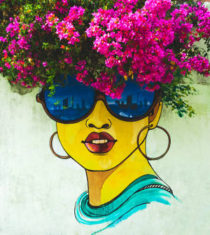 Flower Hair Woman Street Art -taustakuva — Nubia Fold Taustakuvat