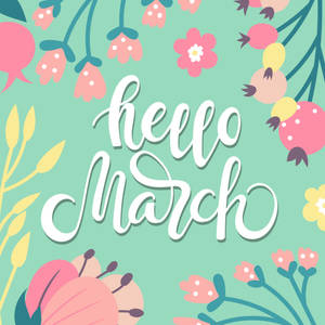 Kukkiva Hello March -kalligrafia -taustakuva — Pixel Watch 5 Taustakuvat