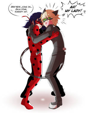 Ladybug ja Cat Noir suutelevat puhekupla-taustakuva