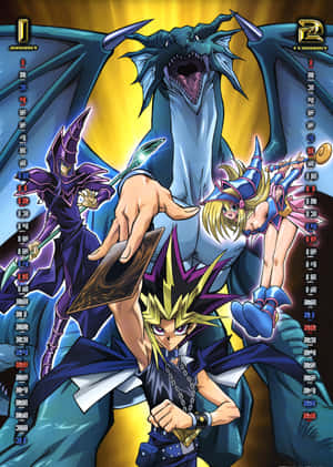 Legendaarinen Yugioh Pimeä Velho toiminnassa — iPhone Duo Taustakuvat