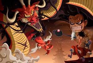 Luffy Gear 4 vastaan Kaido -taustakuva — Luffy gear 4 Taustakuvat