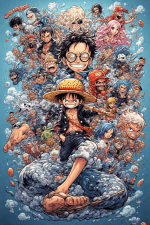Luffy,Going Merry,One Piece,anime-taustakuva,auringonlasku taivas,olkihattu,seikkailu — iPhone 4 Taustakuvat