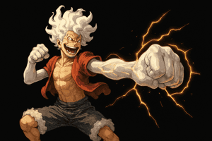 Luffy 4k, musta Luffy, Luffy, Luffy-taustakuva, musta abstrakti, anime, anime-taustakuva, peto, valkoinen, Gears 5