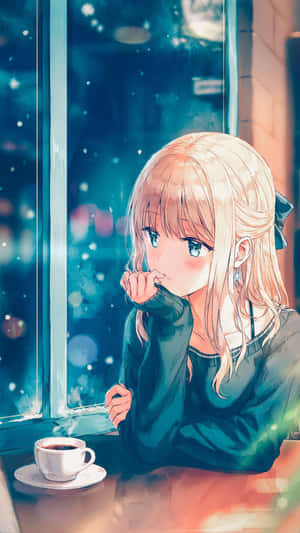 Lumoava anime-maisema: Fantasiamaailman lumo — Kaunis anime Taustakuvat