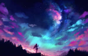 Violetti anime-taustakuva