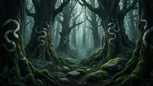 Mystinen metsä, jossa on Slytherin-elementtejä luontoon kätkettynä. — Slytherin estetiikka Taustakuvat