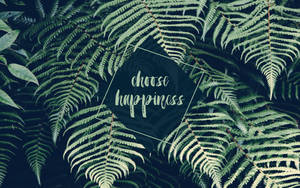 Macbook Air -taustakuva lehdistä ja tekstistä choose happiness — MacBook Air Taustakuvat