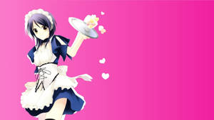 Maid Sama Misaki Ayuzawa vaaleanpunainen tausta -taustakuva — Studio Display Taustakuvat