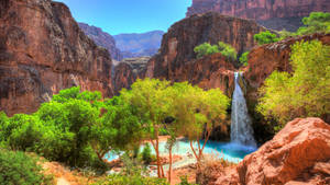 Havasu Waterfalls etunäkymä taustakuva — Vesiputous Taustakuvat