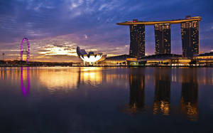 Marina Bay -joen auringonnousu taustakuva — Auringonnousu Taustakuvat
