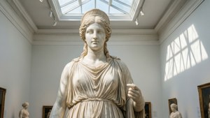 Ajaton valkoinen marmoripatsas galleriassa, huokuva klassista eleganssia. — Valkoinen estetiikka Taustakuvat