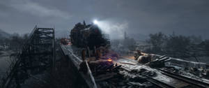 Metro Exodus Tuhoutunut silta 3440x1440 — Videopeli GIF Taustakuvat