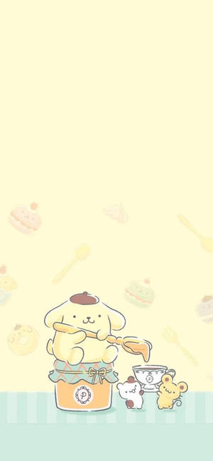 Minimalistinen Pompompurin-taide -taustakuva — iPhone 18 Taustakuvat
