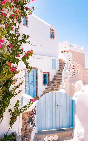 Minimalistinen Santorini pastelliväreissä — Galaxy Tab Active Taustakuvat