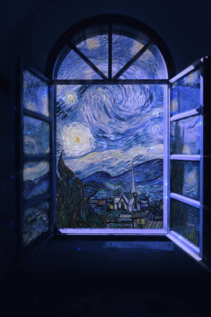 Mixed media Van Gogh Tähtiyö ikkuna — Xiaomi Pad 8 Pro Taustakuvat
