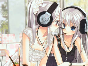 Musiikin ystävä anime-lesbot -taustakuva — Anime lesbo Taustakuvat