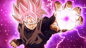 Musta Goku pinkillä salamaefektillä