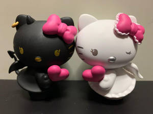 Musta ja valkoinen Hello Kitty Halloween -taustakuva — Hello Kitty Halloween Taustakuvat