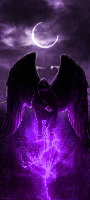 Black And Purple Aesthetic Angel — iPhone 17 Taustakuvat