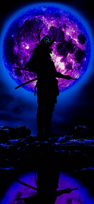 Musta Ja Violetti Esteettinen Samurai-puhelin — iPhone 17 Pro Taustakuvat